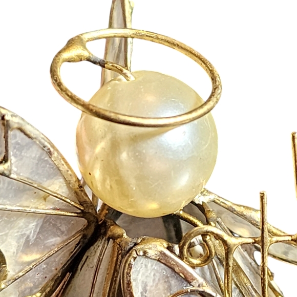 Vintage Lot of Three Glass & Capiz Shell Angels & Bird Christmas Tree Ornaments - Picture 14 of 14